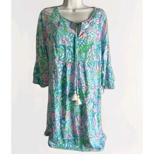 Lilly Pulitzer Dress W/ Bell Sleeves and Tassels Medium 004150